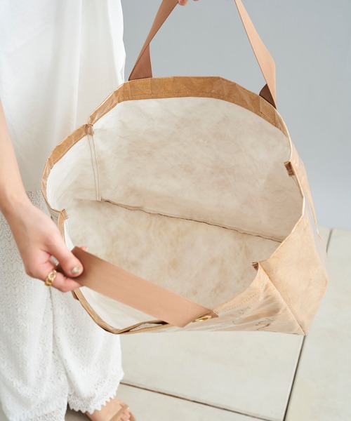 DouDou(ドゥドゥ)の「ペーパーナイロントート(トートバッグ・レディース・ライトグレー/キャメル・FREE)」の10枚目の写真