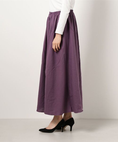 INNOCENT BLUE（イノセントブルー）の「【innocent blue/イノセントブルー】コットンリネンギャザースカート（ロングスカート）（スカート・レディース・ブラック/ベージュ/パープル/ブルー/ライトグリーン/ライトブラウン/クリーム・MEDIUM）」の8枚目の写真