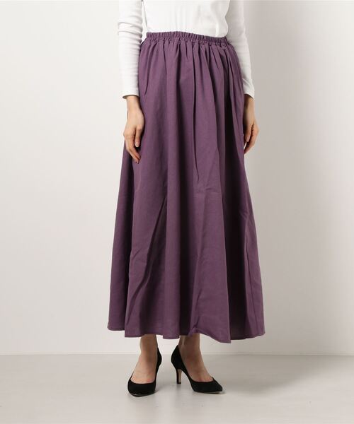 INNOCENT BLUE（イノセントブルー）の「【innocent blue/イノセントブルー】コットンリネンギャザースカート（ロングスカート）（スカート・レディース・ブラック/ベージュ/パープル/ブルー/ライトグリーン/ライトブラウン/クリーム・MEDIUM）」の14枚目の写真