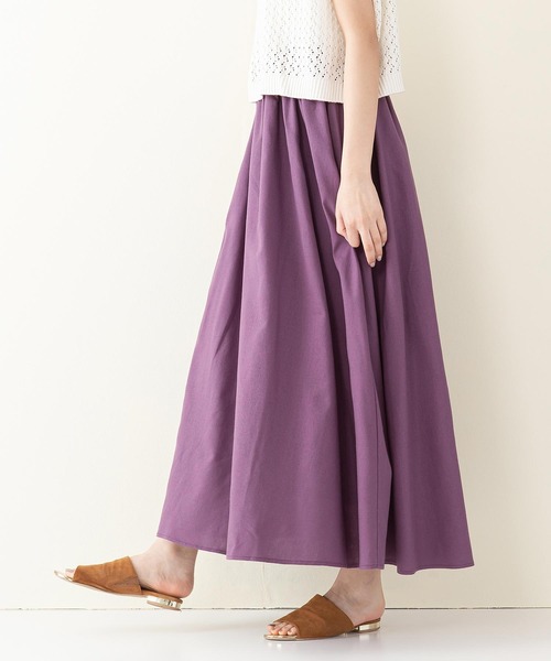 INNOCENT BLUE（イノセントブルー）の「【innocent blue/イノセントブルー】コットンリネンギャザースカート（ロングスカート）（スカート・レディース・ブラック/ベージュ/パープル/ブルー/ライトグリーン/ライトブラウン/クリーム・MEDIUM）」の17枚目の写真