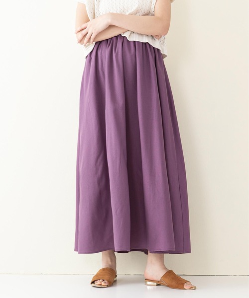 INNOCENT BLUE（イノセントブルー）の「【innocent blue/イノセントブルー】コットンリネンギャザースカート（ロングスカート）（スカート・レディース・ブラック/ベージュ/パープル/ブルー/ライトグリーン/ライトブラウン/クリーム・MEDIUM）」の16枚目の写真