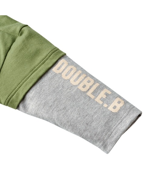 DOUBLE_B（ダブルビー）の「重ね着風長袖Ｔシャツ（Tシャツ/カットソー・キッズ・ホワイト/カーキ・80ｃｍ/90cm/100cm）」の5枚目の写真