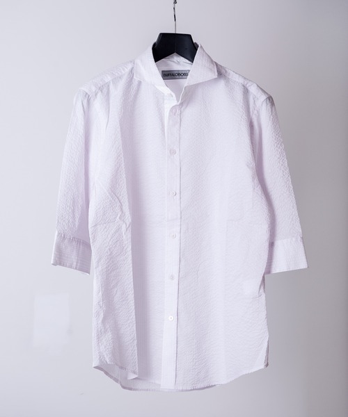 Buffalo Bobs(バッファローボブズ)の「ANTONIO-MIRACLE WAVE(アントニオ-ミラクルウェーブ)イタリアンカラー 半袖シャツ(シャツ/ブラウス・メンズ・ホワイト/ネイビー/サックスブルー/ライトピンク・2-3/3-4/1-2)」の4枚目の写真