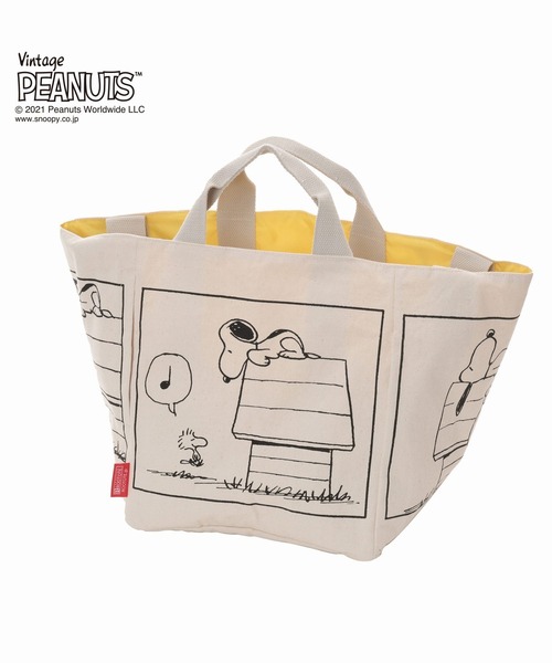 Vintage PEANUTS(ビンテージピーナッツ)の「ルートート/SNOOPY スヌーピー 大容量 トートバッグ IP.MEDスクエア.Peanuts-6R(トートバッグ・レディース・ブルー系その他/イエロー系その他・FREE)」の2枚目の写真