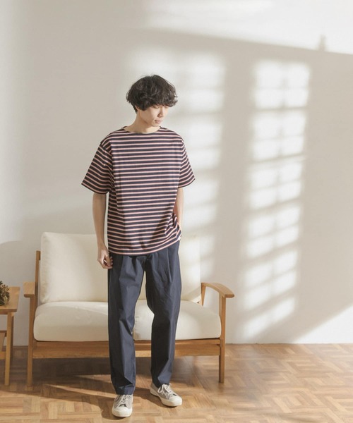 FORK&SPOON（フォークアンドスプーン）の「FORK&SPOON　ボートネックボーダーショートスリーブTシャツ（Tシャツ/カットソー・メンズ・ブルー系その他/ピンク系その他/ベージュ系その他/イエロー系その他/ブラック系その他/ホワイト系その他・4/5）」の14枚目の写真