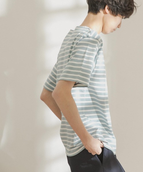 FORK&SPOON（フォークアンドスプーン）の「FORK&SPOON　ボートネックボーダーショートスリーブTシャツ（Tシャツ/カットソー・メンズ・ブルー系その他/ピンク系その他/ベージュ系その他/イエロー系その他/ブラック系その他/ホワイト系その他・4/5）」の15枚目の写真