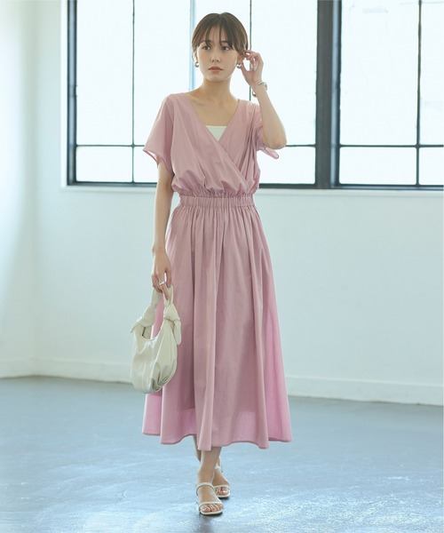 titivate(ティティベイト)の「前後2wayカシュクールワンピース(ワンピース・レディース・ブラック/パープル/グリーン/キャメル/グレイッシュベージュ・S/M/L)」の5枚目の写真