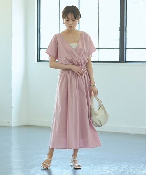titivate(ティティベイト)の「前後2wayカシュクールワンピース(ワンピース・レディース・ブラック/パープル/グリーン/キャメル/グレイッシュベージュ・S/M/L)」の14枚目の写真