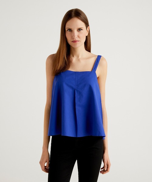 BENETTON (UNITED COLORS OF BENETTON)（ベネトンユナイテッドカラーズオブベネトン）の「リネン混キャミソールブラウス（キャミソール・レディース・ホワイト/ブラック/ブルー・SMALL/LARGE/X-SMALL/MEDIUM）」の3枚目の写真