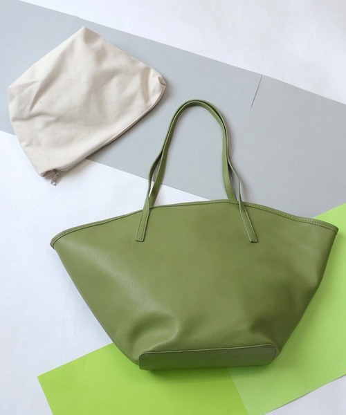 OSYAREVO(オシャレボ)の「レザー ラージトートバッグ(ショルダーバッグ・レディース・ホワイト/ブラック/ブルー/グリーン/クリーム・ONESIZE)」の1枚目の写真