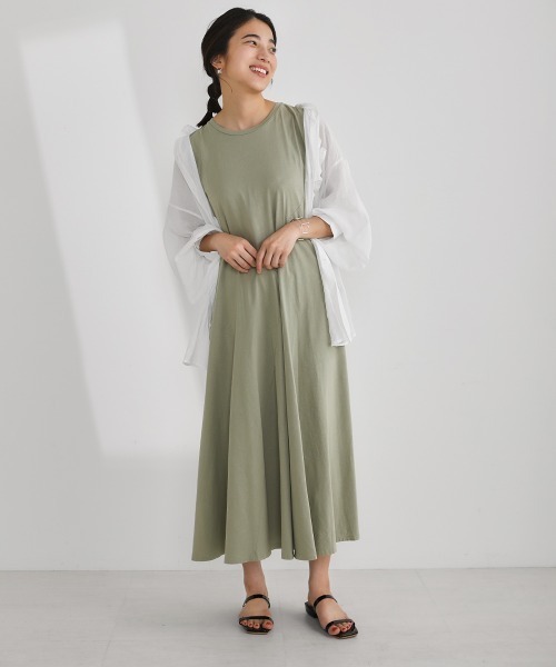 Bou Jeloud（ブージュルード）の「オーガニック前フレア切替ワンピース（ワンピース・レディース・グレー/オフホワイト/ミント/ラベンダー・38）」の8枚目の写真