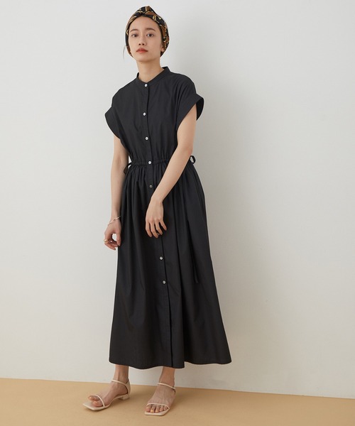 ADAM ET ROPE'(アダムエロペ)の「【WEB限定】ウエスト切替フレンチシャツワンピース(シャツワンピース・レディース・ブラック/サックスブルー/ブルー系その他4・FREE)」の2枚目の写真