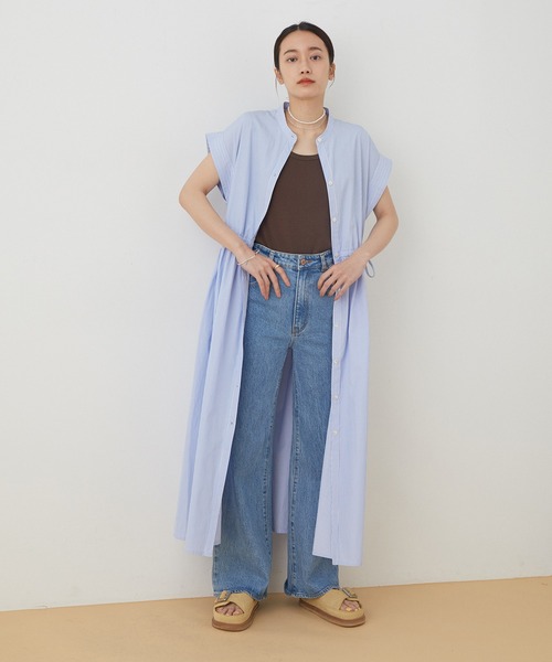 ADAM ET ROPE'(アダムエロペ)の「【WEB限定】ウエスト切替フレンチシャツワンピース(シャツワンピース・レディース・ブラック/サックスブルー/ブルー系その他4・FREE)」の20枚目の写真