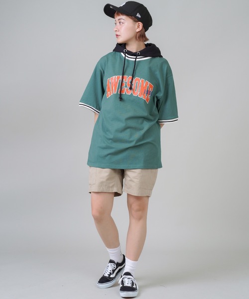 SPINNS（スピンズ）の「【ゆるシルエット】リブラインカレッジロゴ半袖Tシャツ（Tシャツ/カットソー・レディース・ホワイト/ネイビー/グリーン/ボルドー・ONESIZE）」の9枚目の写真