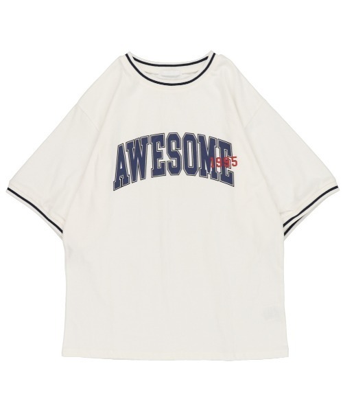 SPINNS（スピンズ）の「【ゆるシルエット】リブラインカレッジロゴ半袖Tシャツ（Tシャツ/カットソー・レディース・ホワイト/ネイビー/グリーン/ボルドー・ONESIZE）」の12枚目の写真