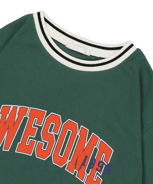 SPINNS（スピンズ）の「【ゆるシルエット】リブラインカレッジロゴ半袖Tシャツ（Tシャツ/カットソー・レディース・ホワイト/ネイビー/グリーン/ボルドー・ONESIZE）」の21枚目の写真