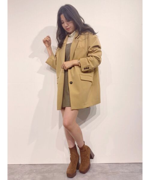 EVRIS（エヴリス）の「メンズライクルーズジャケット（テーラードジャケット・レディース・ベージュ/カーキ・FREE）」の6枚目の写真