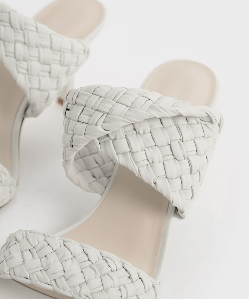 【セール】ダブルストラップ ウーブンヒールドミュール / Double Strap Woven Heeled Mules（サンダル）｜CHARLES & KEITH（チャールズ & キース）