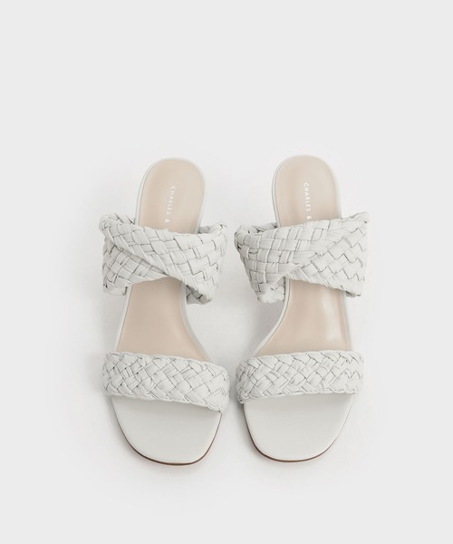 【セール】ダブルストラップ ウーブンヒールドミュール / Double Strap Woven Heeled Mules（サンダル）｜CHARLES & KEITH（チャールズ & キース）