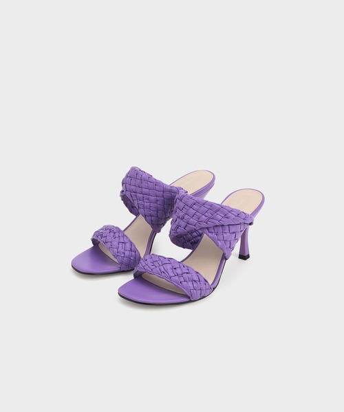 CHARLES ＆ KEITH サンダル ダブルストラップ ウーブンヒールド
