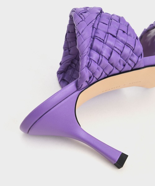 【セール】ダブルストラップ ウーブンヒールドミュール / Double Strap Woven Heeled Mules（サンダル）｜CHARLES & KEITH（チャールズ & キース）
