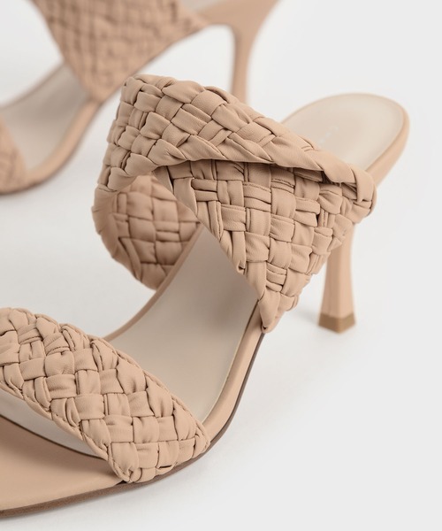 【セール】ダブルストラップ ウーブンヒールドミュール / Double Strap Woven Heeled Mules（サンダル）｜CHARLES & KEITH（チャールズ & キース）