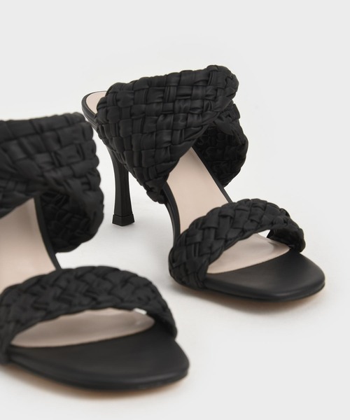 【セール】ダブルストラップ ウーブンヒールドミュール / Double Strap Woven Heeled Mules（サンダル）｜CHARLES & KEITH（チャールズ & キース）