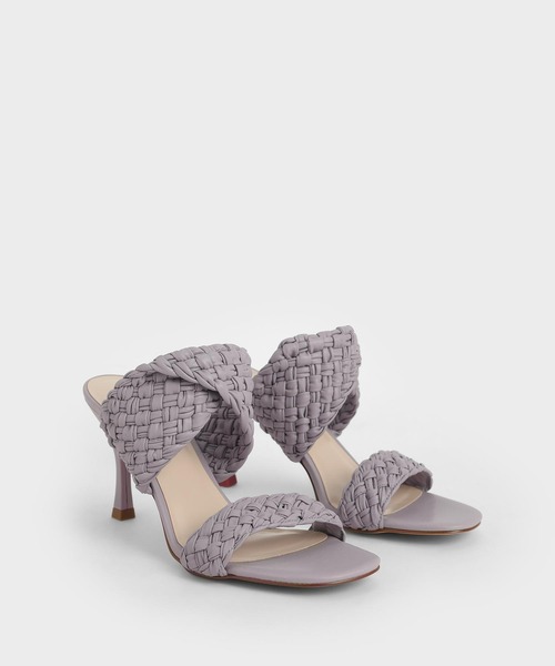 CHARLES & KEITH ダブルストラップ ウーブンヒールドミュール セール】ダブルストラップ ウーブンヒールドミュール / Double