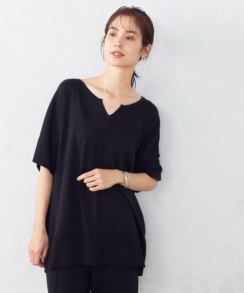 COMME CA ISM（コムサイズム）の「キーネック　ニット（ニット/セーター・レディース・ブラック/モカ・MEDIUM/LARGE）」の2枚目の写真