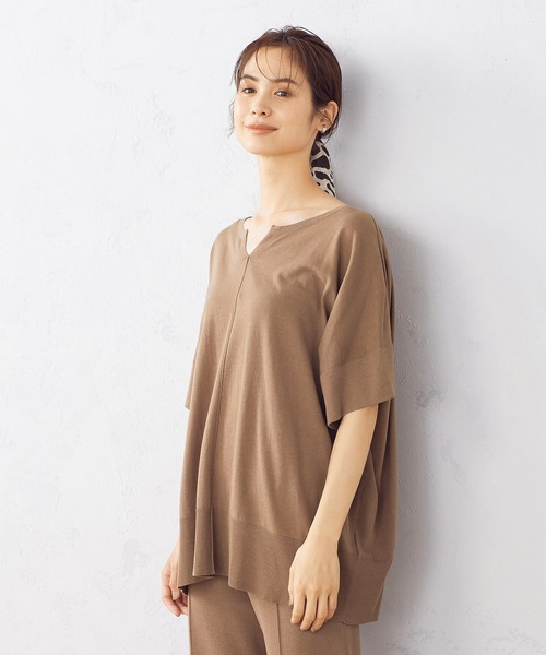 COMME CA ISM（コムサイズム）の「キーネック　ニット（ニット/セーター・レディース・ブラック/モカ・MEDIUM/LARGE）」の6枚目の写真