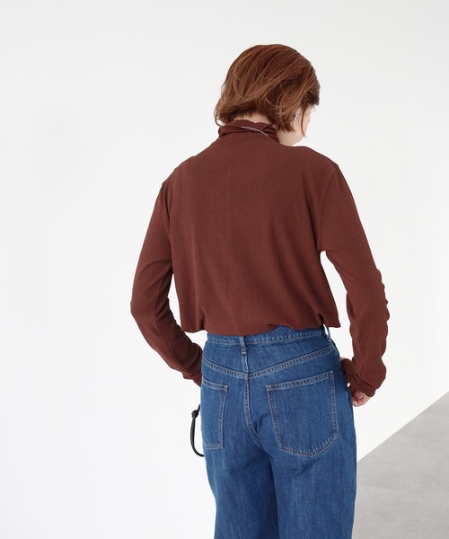 AMERICAN HOLIC（アメリカンホリック）の「テレコハイネックカットプルオーバー（Tシャツ/カットソー・レディース・アイボリー/ライトグレー/ブラック/ブラウン/サックスブルー・M/L）」の18枚目の写真