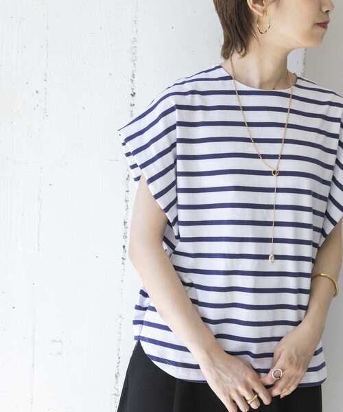 URBAN RESEARCH（アーバンリサーチ）の「フレンチスリーブバスクカットソー（Tシャツ/カットソー・レディース・ブルー系その他/ブラック系その他・FREE）」の4枚目の写真