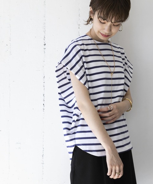 URBAN RESEARCH（アーバンリサーチ）の「フレンチスリーブバスクカットソー（Tシャツ/カットソー・レディース・ブルー系その他/ブラック系その他・FREE）」の5枚目の写真