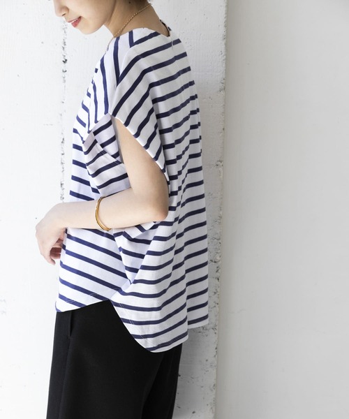 URBAN RESEARCH（アーバンリサーチ）の「フレンチスリーブバスクカットソー（Tシャツ/カットソー・レディース・ブルー系その他/ブラック系その他・FREE）」の6枚目の写真