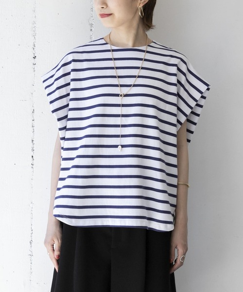 URBAN RESEARCH（アーバンリサーチ）の「フレンチスリーブバスクカットソー（Tシャツ/カットソー・レディース・ブルー系その他/ブラック系その他・FREE）」の14枚目の写真