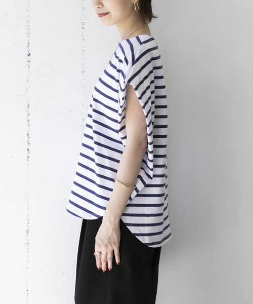 URBAN RESEARCH（アーバンリサーチ）の「フレンチスリーブバスクカットソー（Tシャツ/カットソー・レディース・ブルー系その他/ブラック系その他・FREE）」の15枚目の写真