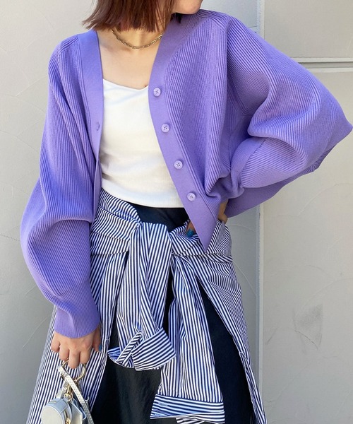 DouDou（ドゥドゥ）の「ポリエステルカーディガン（カーディガン/ボレロ・レディース・バイオレット/ライトグリーン/オフホワイト/ブラック・FREE）」の4枚目の写真