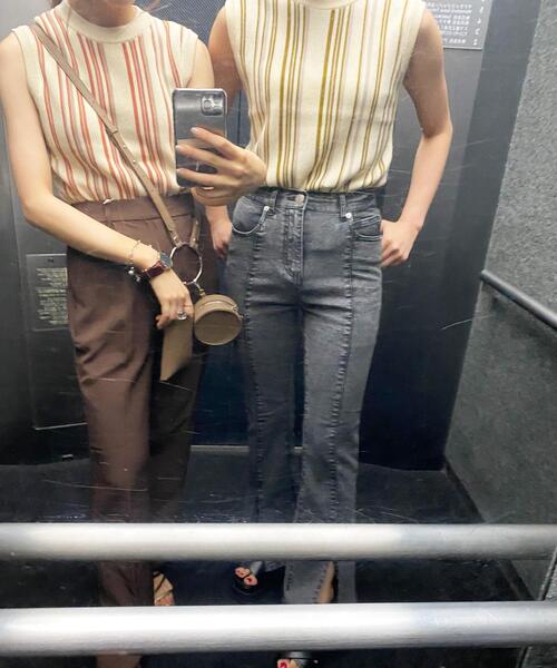 INGNI(イング)の「ストライプノースリニット(ニット/セーター・レディース・モカ/アイボリー系6/アイボリー系8・M)」の9枚目の写真