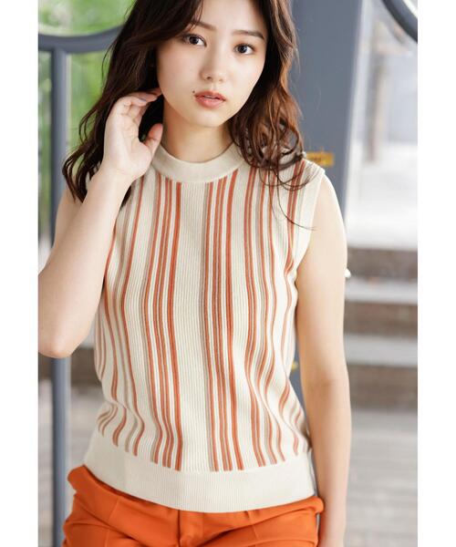 INGNI(イング)の「ストライプノースリニット(ニット/セーター・レディース・モカ/アイボリー系6/アイボリー系8・M)」の12枚目の写真