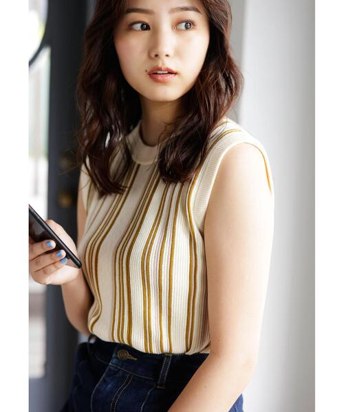 INGNI(イング)の「ストライプノースリニット(ニット/セーター・レディース・モカ/アイボリー系6/アイボリー系8・M)」の13枚目の写真