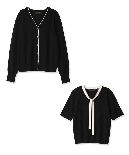 UNTITLED（アンタイトル）の「◆ボウタイプルオーバー+カーディガン ニットアンサンブル【洗える】（アンサンブル・レディース・グレー系/ベビーピンク/ブラック系4/ホワイト系その他5・00/02）」の5枚目の写真