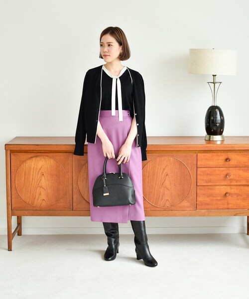 UNTITLED（アンタイトル）の「◆ボウタイプルオーバー+カーディガン ニットアンサンブル【洗える】（アンサンブル・レディース・グレー系/ベビーピンク/ブラック系4/ホワイト系その他5・00/02）」の14枚目の写真