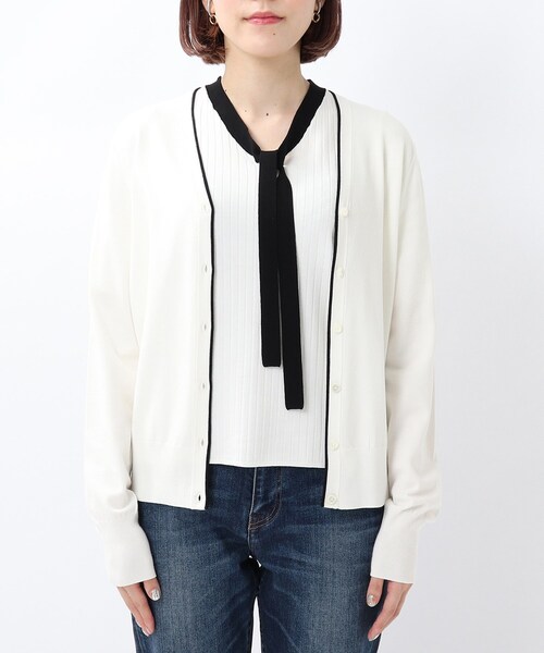 UNTITLED（アンタイトル）の「◆ボウタイプルオーバー+カーディガン ニットアンサンブル【洗える】（アンサンブル・レディース・グレー系/ベビーピンク/ブラック系4/ホワイト系その他5・00/02）」の15枚目の写真