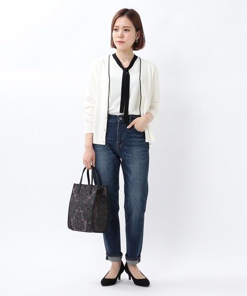 UNTITLED（アンタイトル）の「◆ボウタイプルオーバー+カーディガン ニットアンサンブル【洗える】（アンサンブル・レディース・グレー系/ベビーピンク/ブラック系4/ホワイト系その他5・00/02）」の20枚目の写真