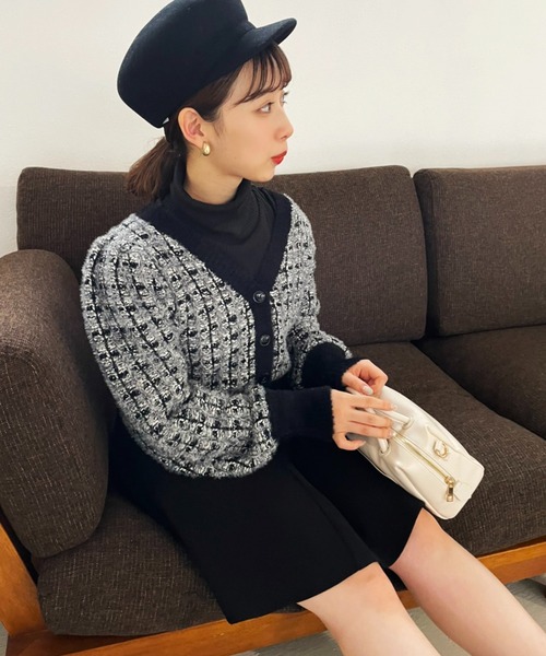 one after another NICE CLAUP（ワンアフターアナザーナイスクラップ）の「ツイードニットカーディガン（カーディガン/ボレロ・レディース・ホワイト系その他/ブラック系その他・FREE）」の14枚目の写真