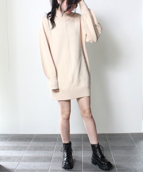 one way(ワンウェイ)の「【oneway】スタンドリブニットワンピース(ワンピース・レディース・ホワイト/ブラック/ライトグリーン/パープル・FREE)」の10枚目の写真