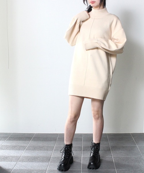 one way(ワンウェイ)の「【oneway】スタンドリブニットワンピース(ワンピース・レディース・ホワイト/ブラック/ライトグリーン/パープル・FREE)」の17枚目の写真