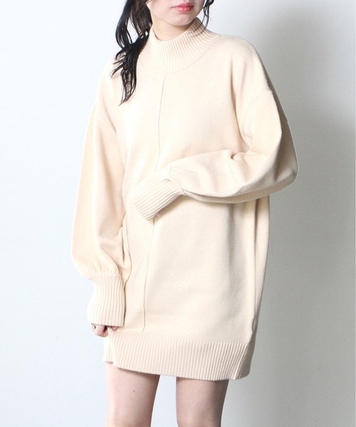 one way(ワンウェイ)の「【oneway】スタンドリブニットワンピース(ワンピース・レディース・ホワイト/ブラック/ライトグリーン/パープル・FREE)」の13枚目の写真