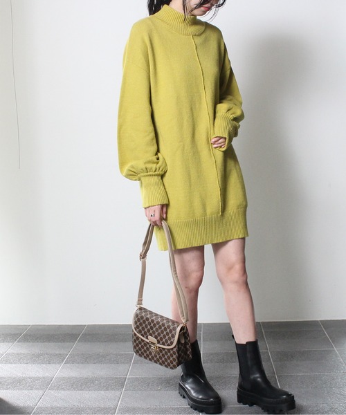 one way(ワンウェイ)の「【oneway】スタンドリブニットワンピース(ワンピース・レディース・ホワイト/ブラック/ライトグリーン/パープル・FREE)」の8枚目の写真