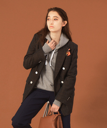 Rouge vif | チェックダブルテーラードジャケット(テーラードジャケット)